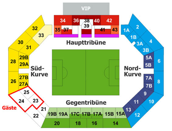 Stadionplan Max-Morlock-Stadion - 1. FC Nürnberg