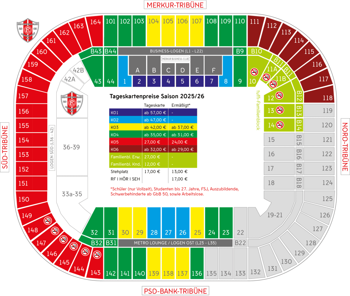 Stadionplan Rheinstadion (Merkur Spiel-Arena) - Fortuna Düsseldorf