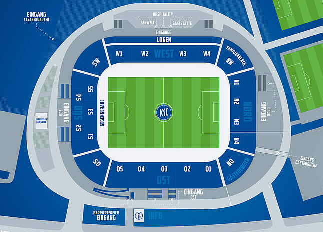 Stadionplan Wildparkstadion (BBBank Wildpark) - Karlsruher SC