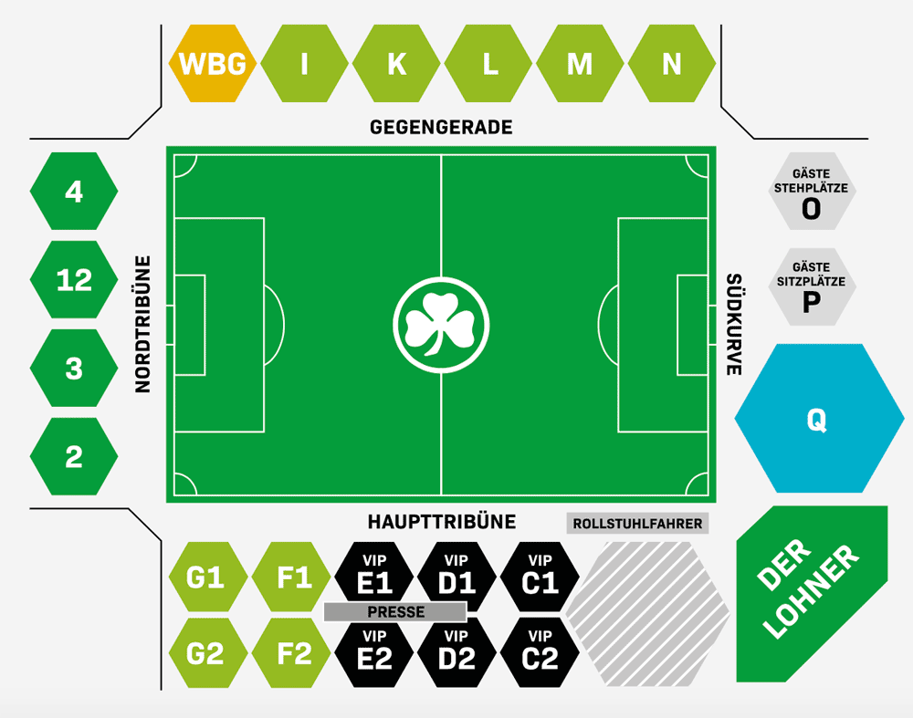 Stadionplan Sportpark Ronhof - SpVgg Fürth