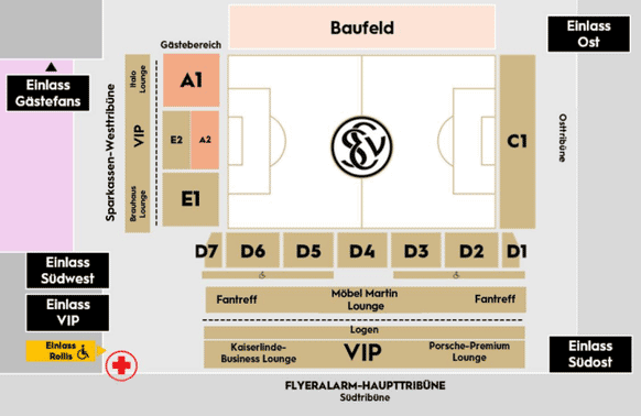 Stadionplan Waldstadion Kaiserlinde (Ursapharm-Arena)  - SV Elversberg