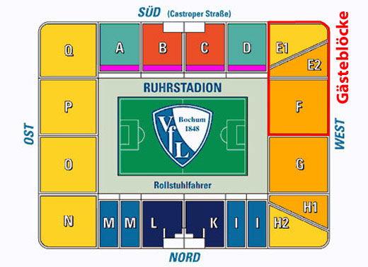 Stadionplan Ruhrstadion (Vonovia Ruhrstadion) - VfL Bochum