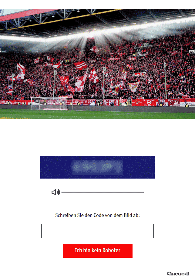 Screenshot 1: Warteschlange im Online-Ticketshop