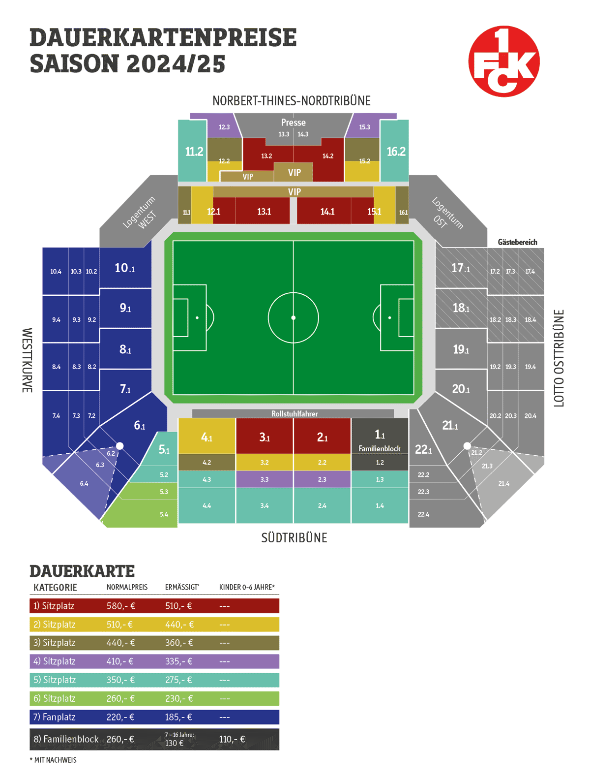 Übersicht: Dauerkarten-Preise 2024/25 beim 1. FC Kaiserslautern